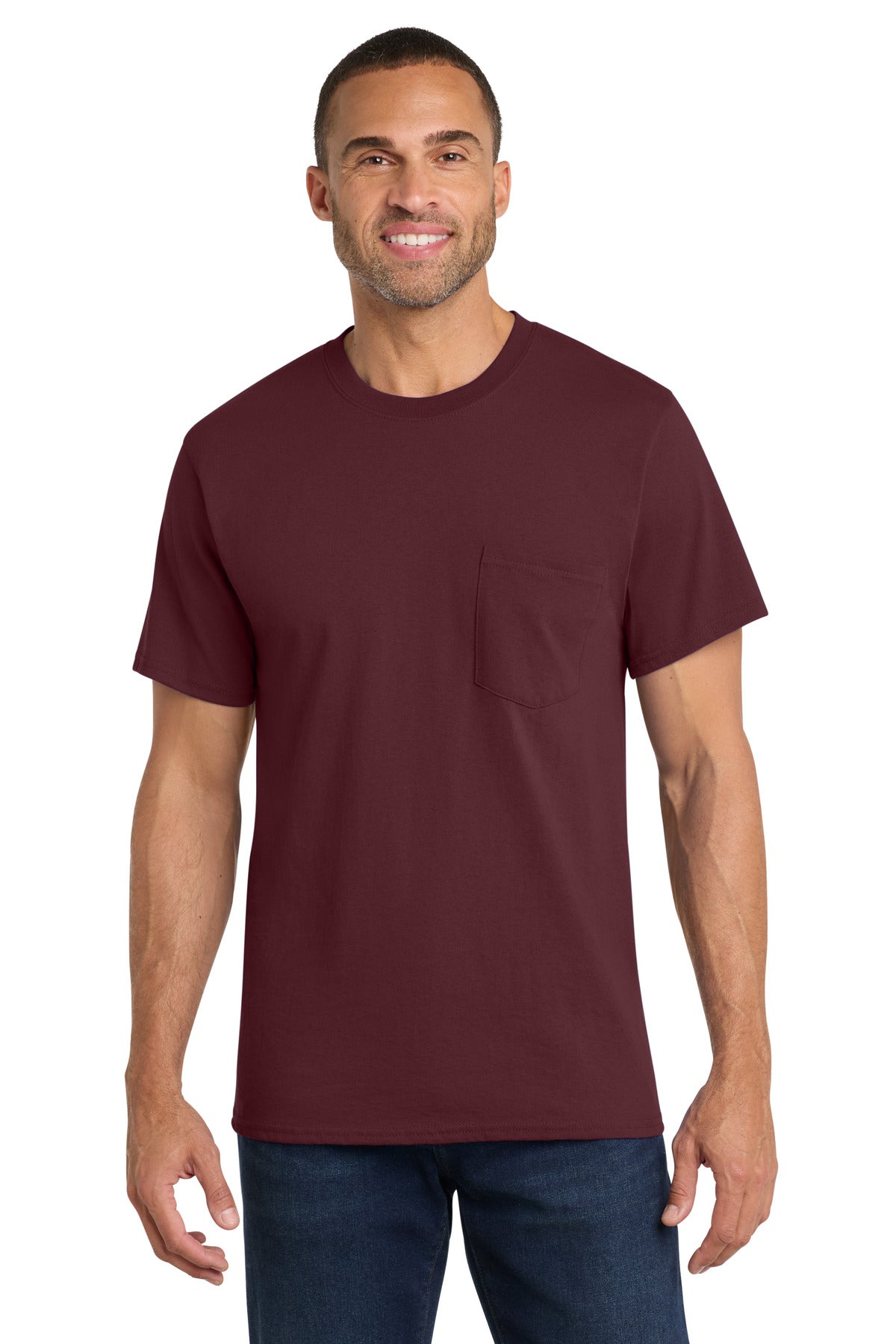 Port & Company Core Cotton Pocket Tee – Athletic Maroon