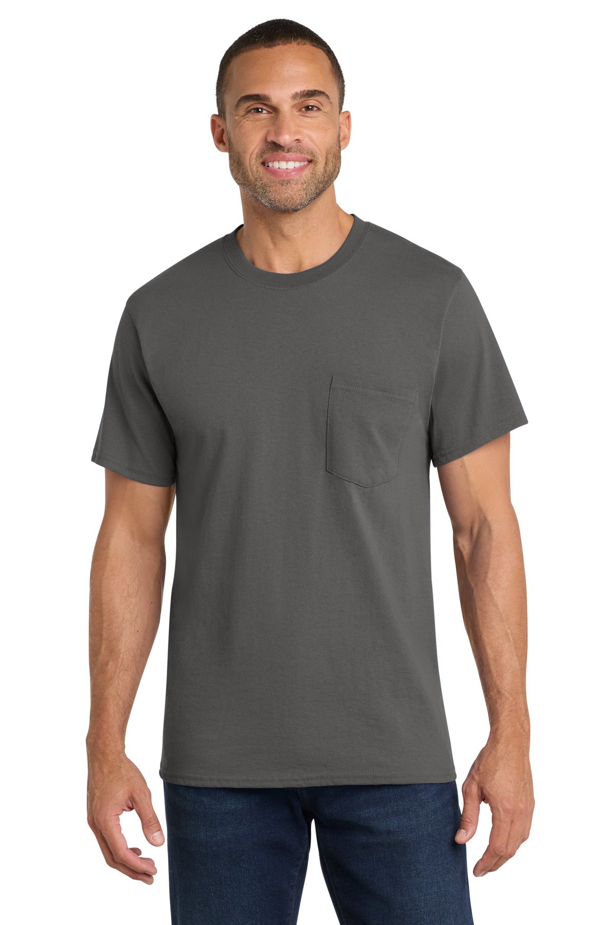 Port & Company Core Cotton Pocket Tee – Charcoal