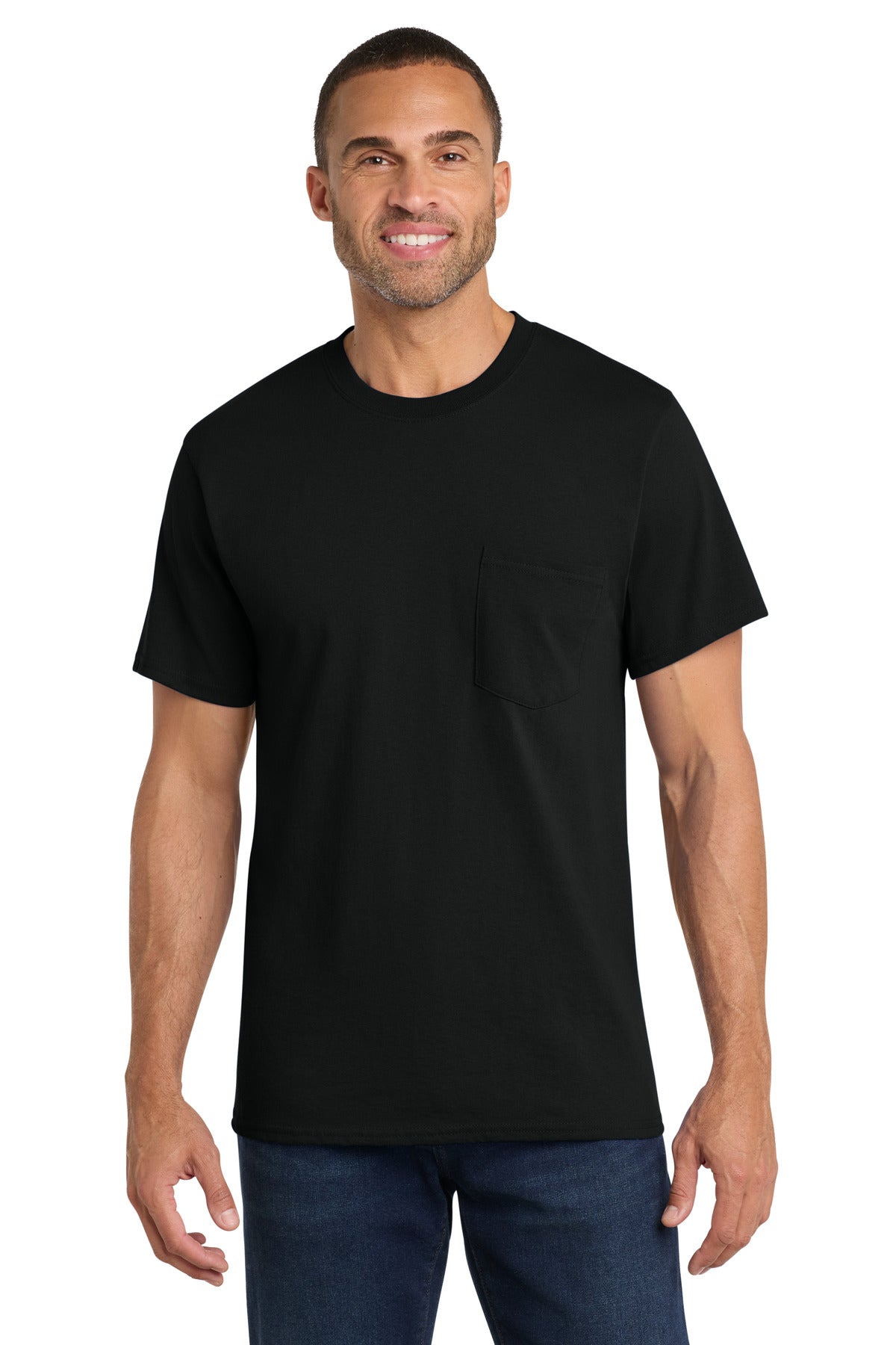 Port & Company Core Cotton Pocket Tee – Jet Black