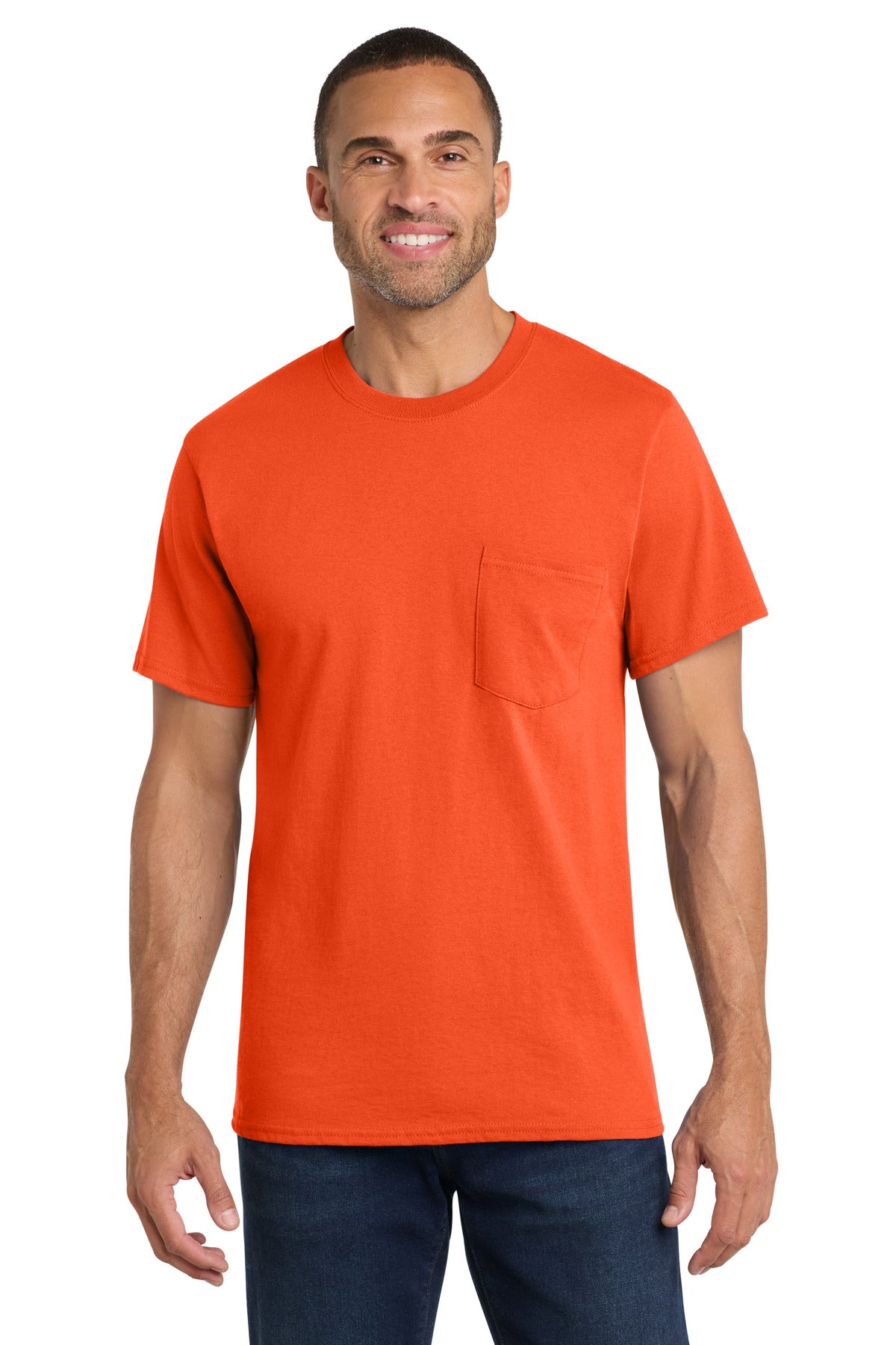 Port & Company Core Cotton Pocket Tee – Orange