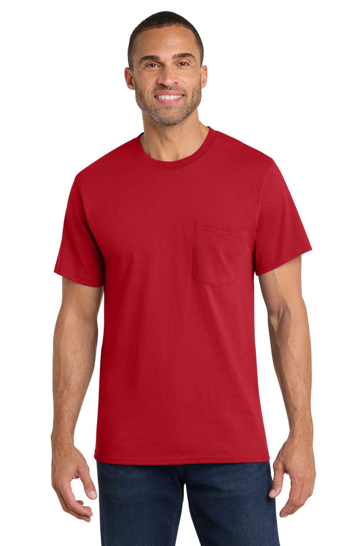 Port & Company Core Cotton Pocket Tee – Red