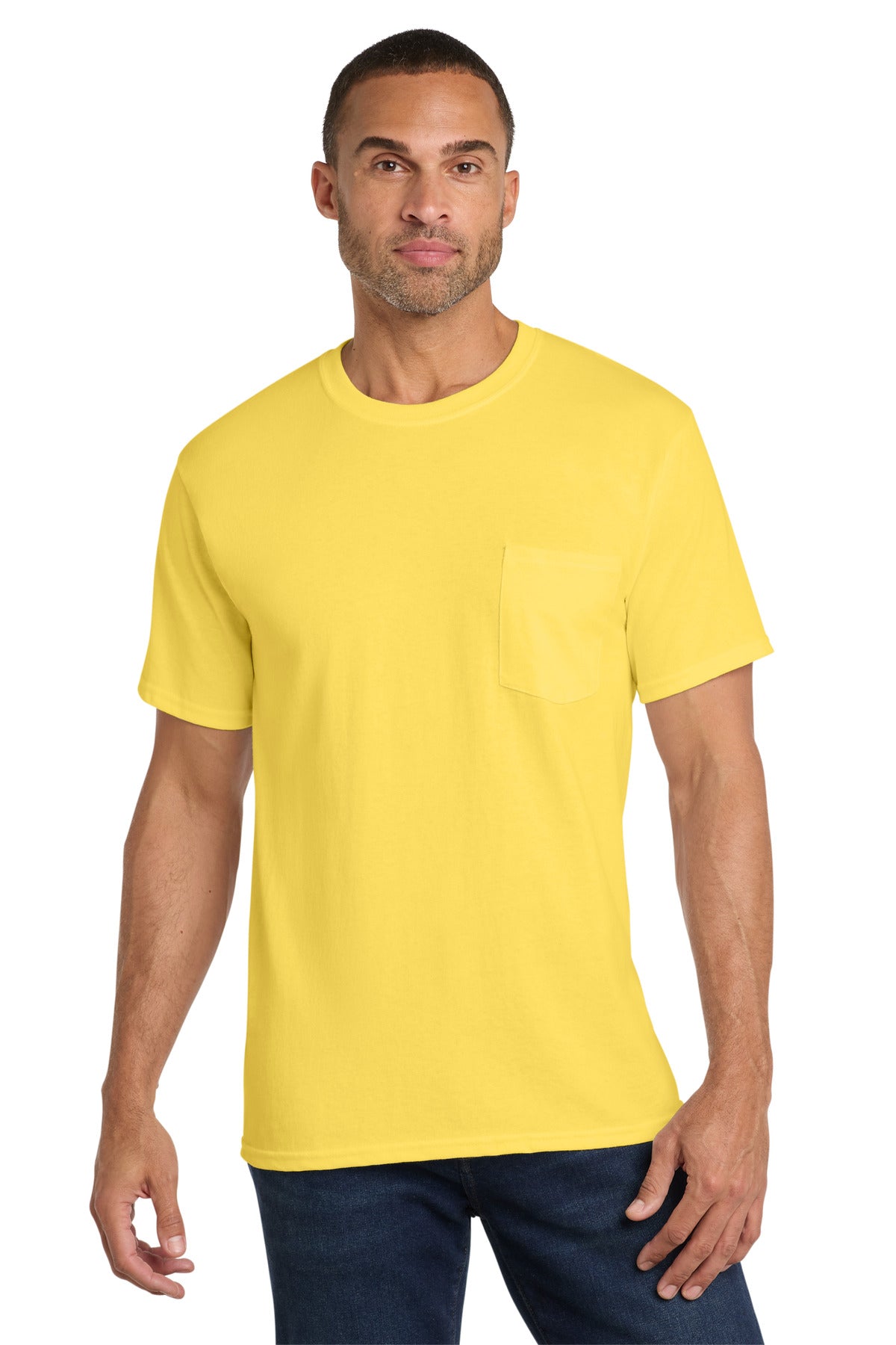 Port & Company Core Cotton Pocket Tee – Yellow