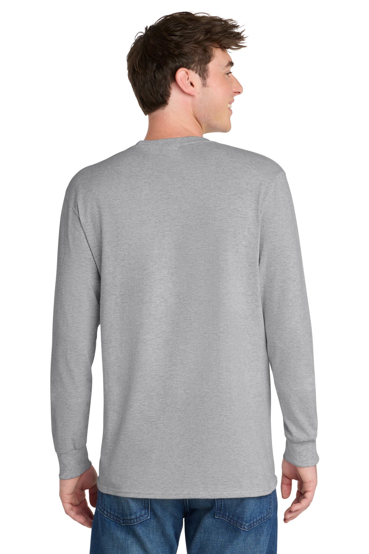 Port & Company Long Sleeve Core Blend Tee – Ash – back