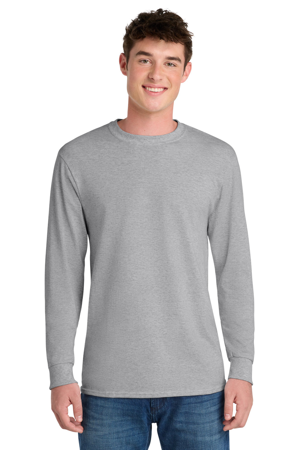 Port & Company Long Sleeve Core Blend Tee – Ash – front