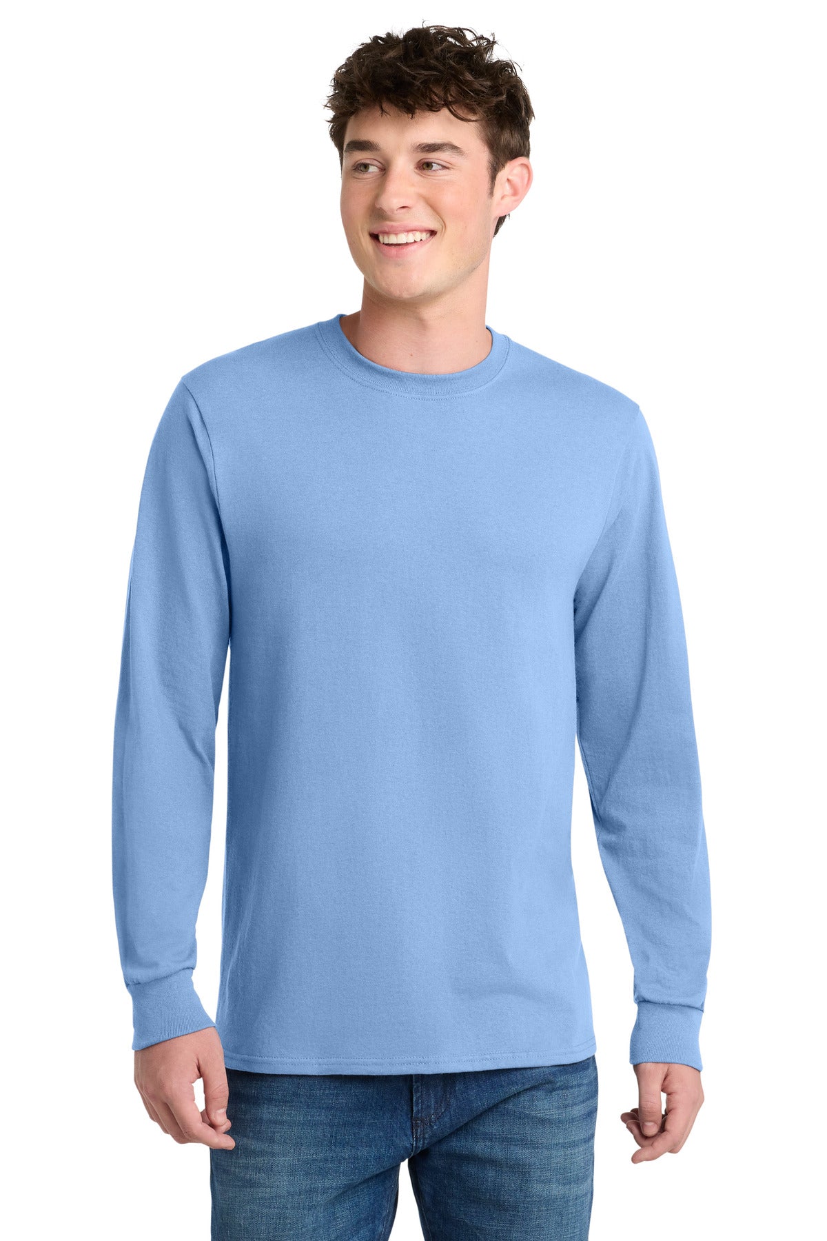 Port & Company Long Sleeve Core Blend Tee – Light Blue