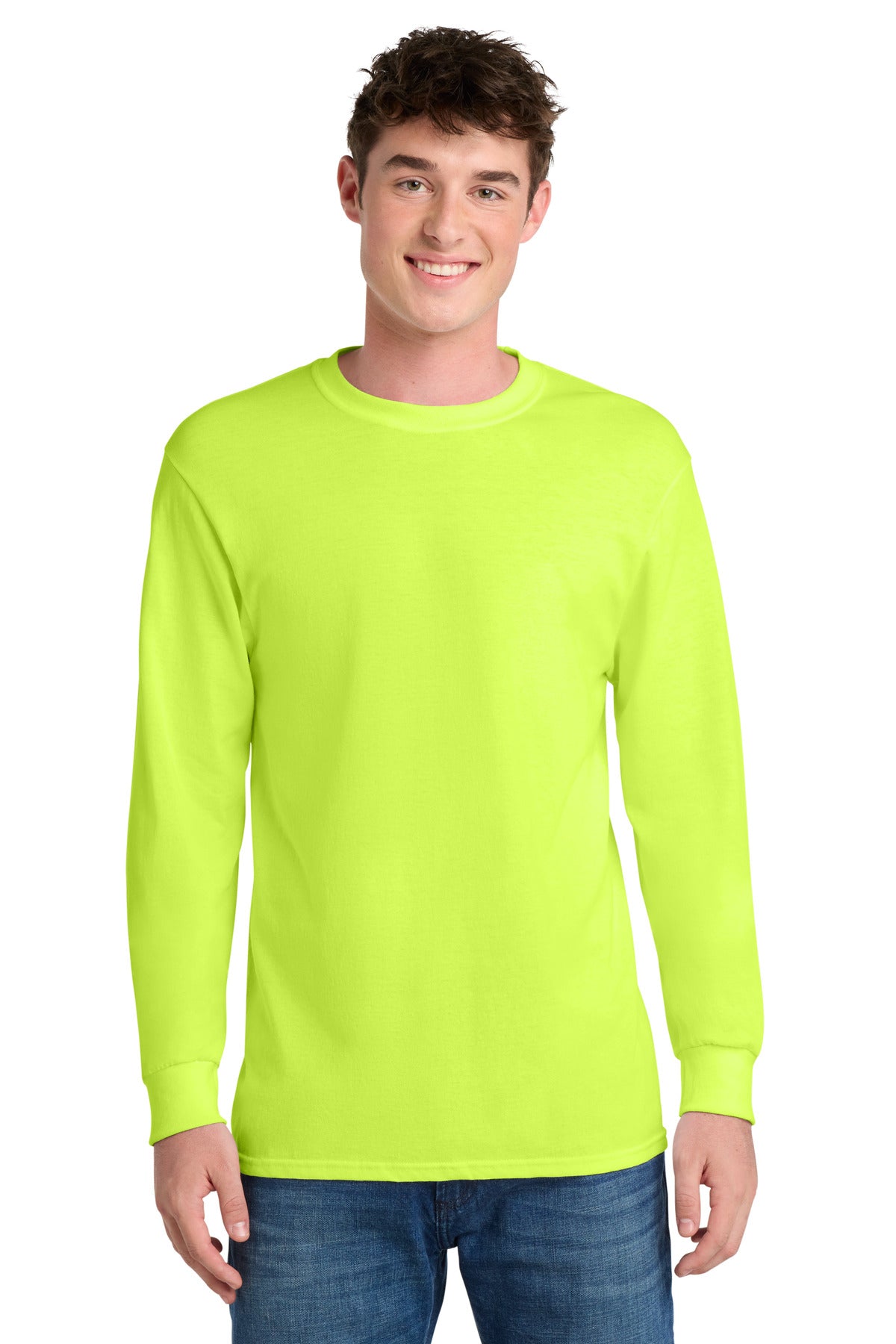 Port & Company Long Sleeve Core Blend Tee – Safety Green