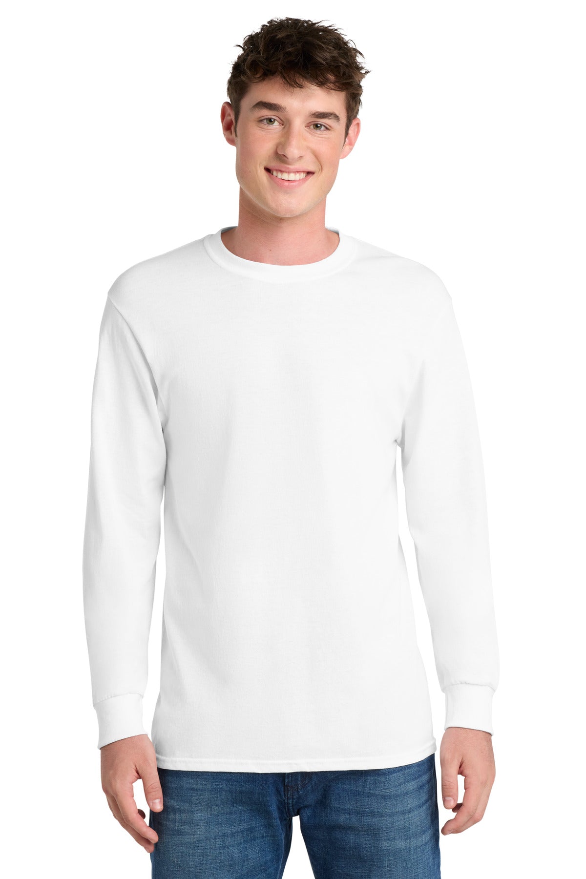 Port & Company Long Sleeve Core Blend Tee – White