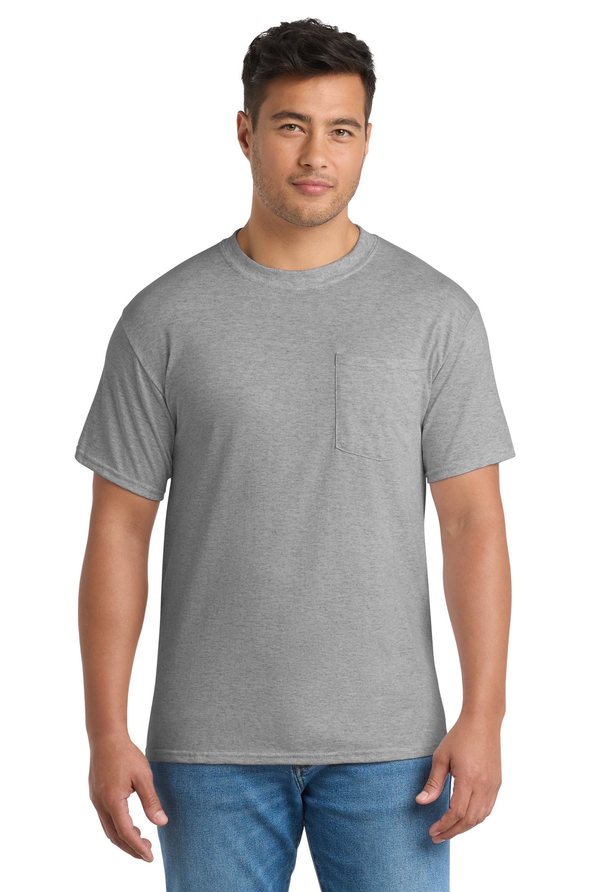 Port & Company Core Blend Pocket Tee – Athletic Heather
