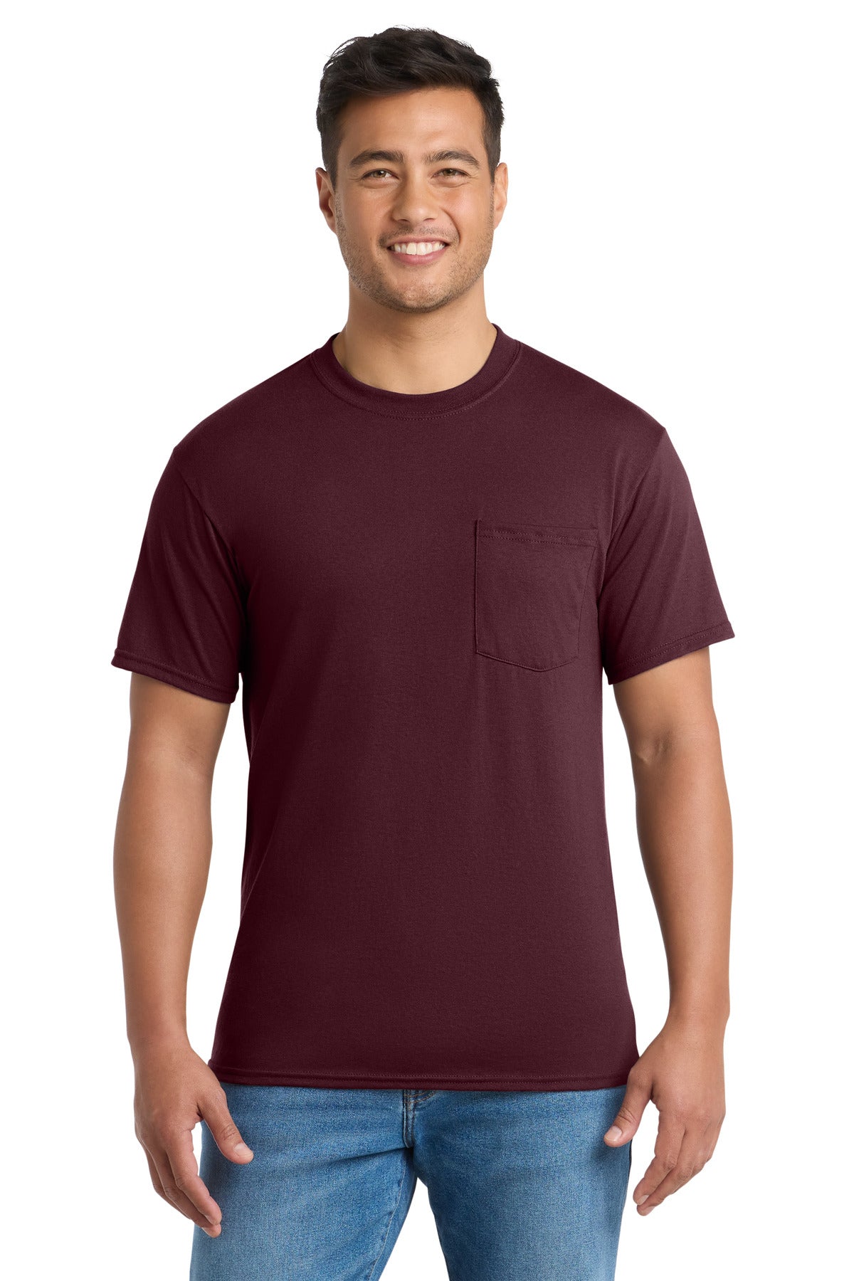 Port & Company Core Blend Pocket Tee – Athletic Maroon