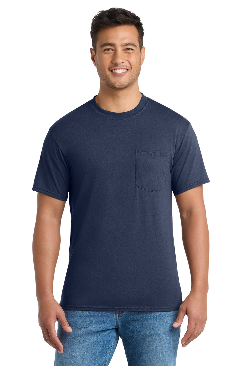 Port & Company Core Blend Pocket Tee – Navy