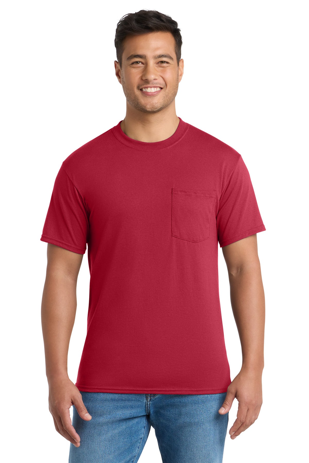 Port & Company Core Blend Pocket Tee – Red