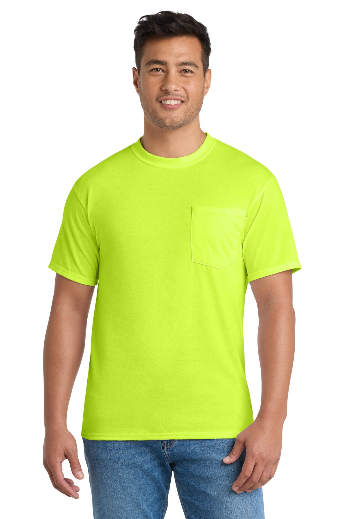 Port & Company Core Blend Pocket Tee – Safety Green