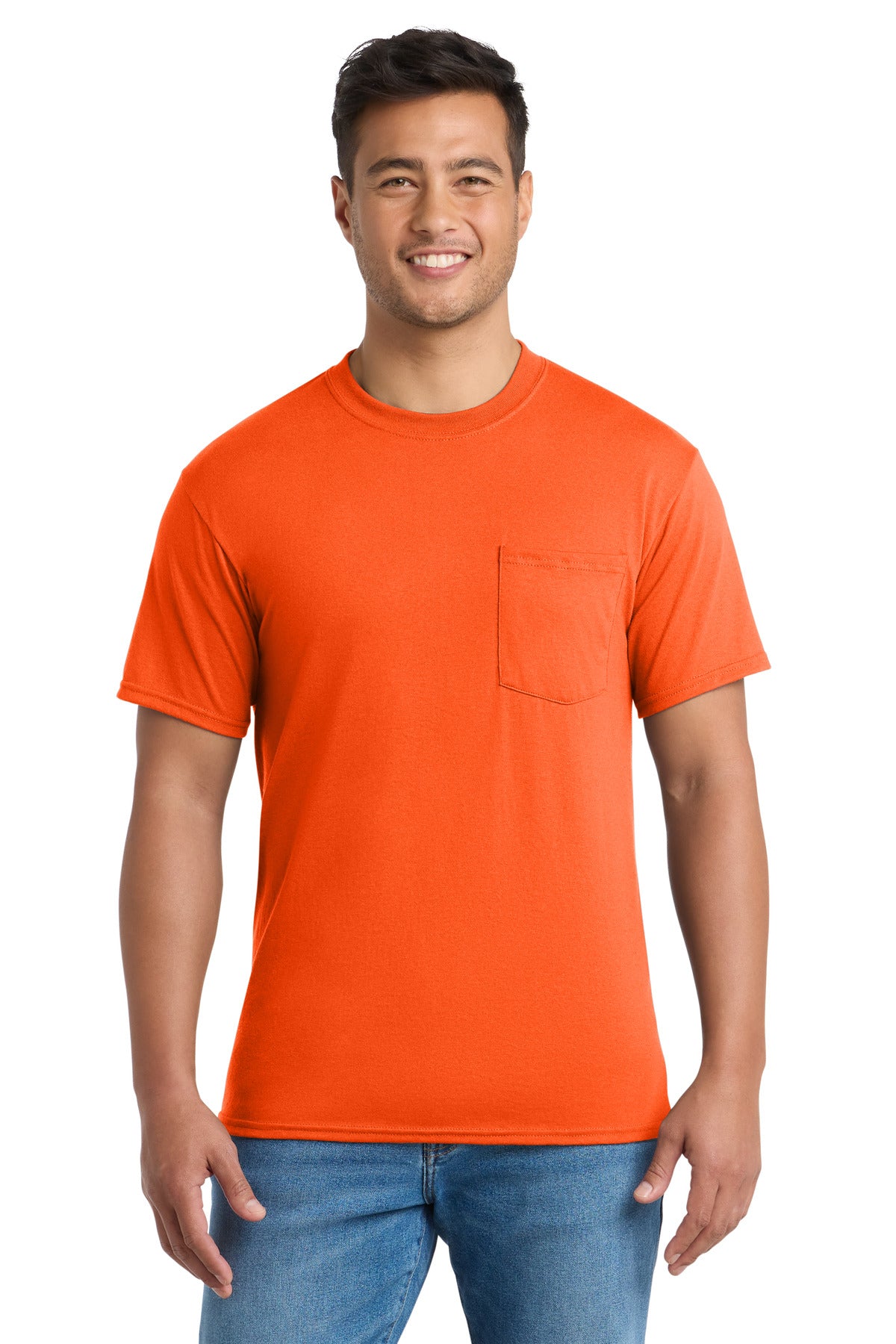 Port & Company Core Blend Pocket Tee – Safety Orange