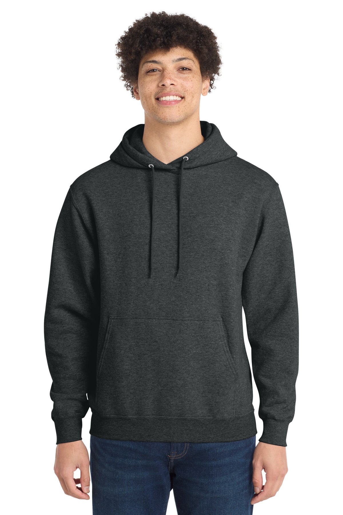 Port & Company Tall Core Fleece Pullover Hooded Sweatshirt – Black Heather