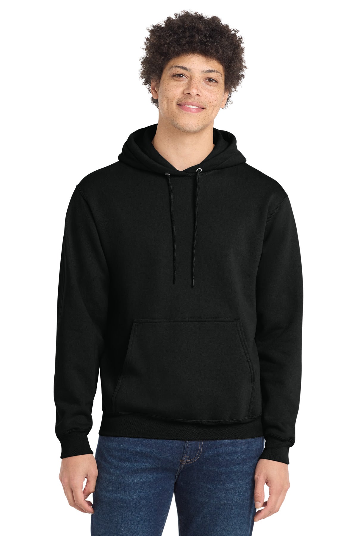 Port & Company Tall Core Fleece Pullover Hooded Sweatshirt – Jet Black