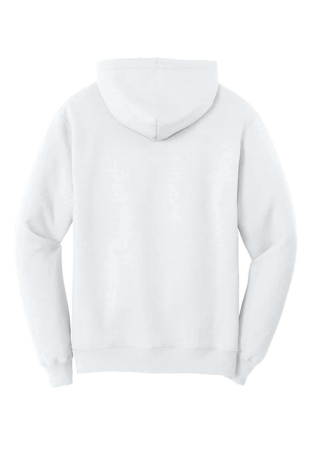 Port & Company Tall Core Fleece Pullover Hooded Sweatshirt – White – flat back