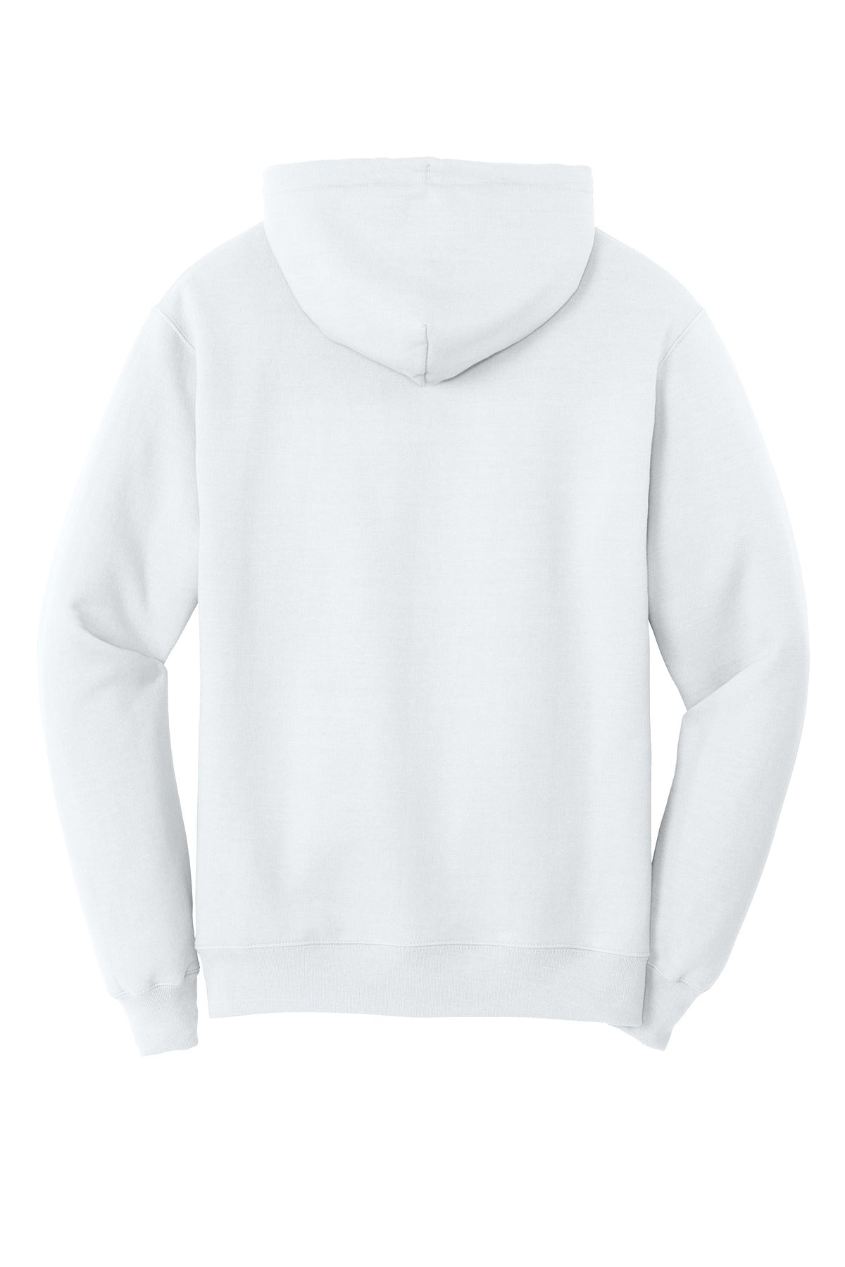 Port & Company Tall Core Fleece Pullover Hooded Sweatshirt – White – flat back
