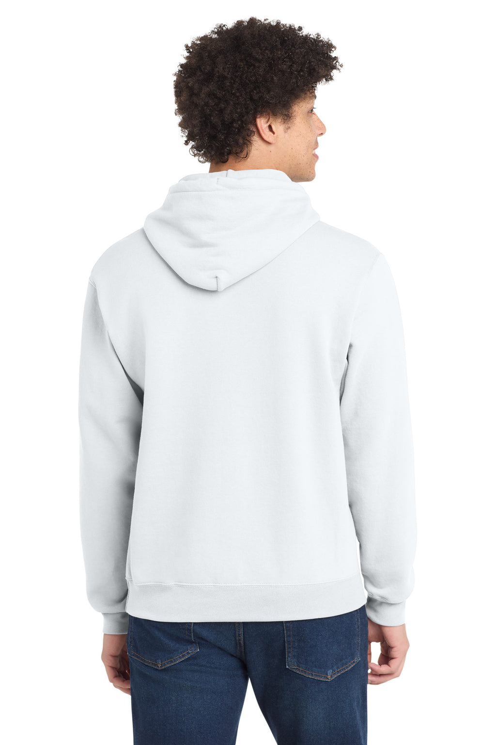 Port & Company Tall Core Fleece Pullover Hooded Sweatshirt – White – back