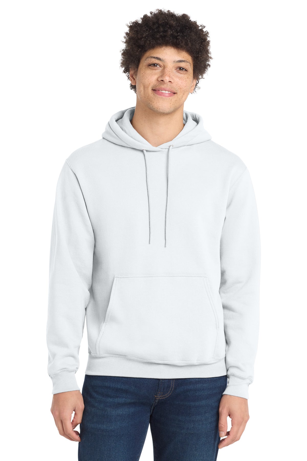 Port & Company Tall Core Fleece Pullover Hooded Sweatshirt – White – front