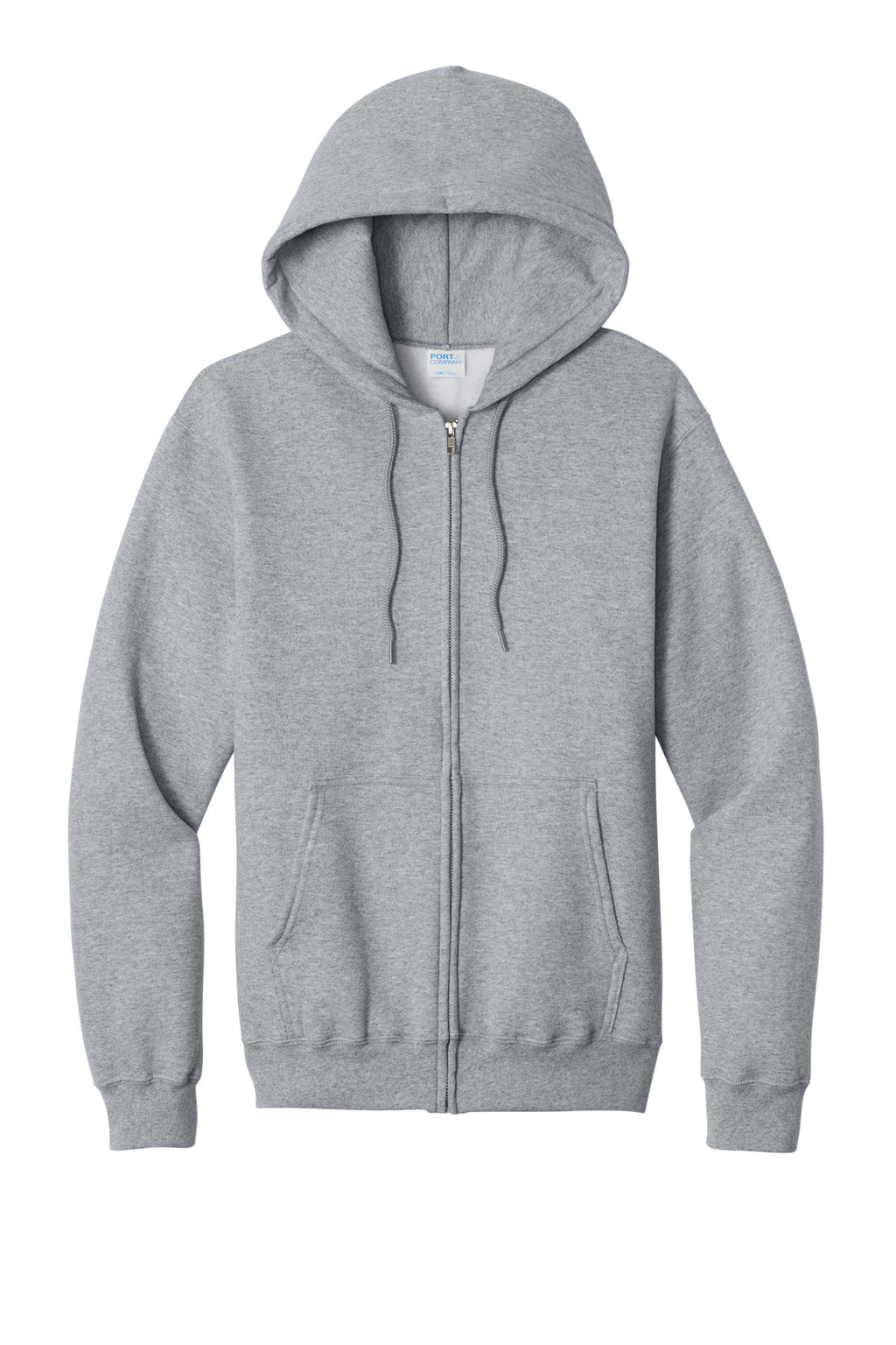 Port & Company Core Fleece Full-Zip Hooded Sweatshirt – Athletic Heather – flat front