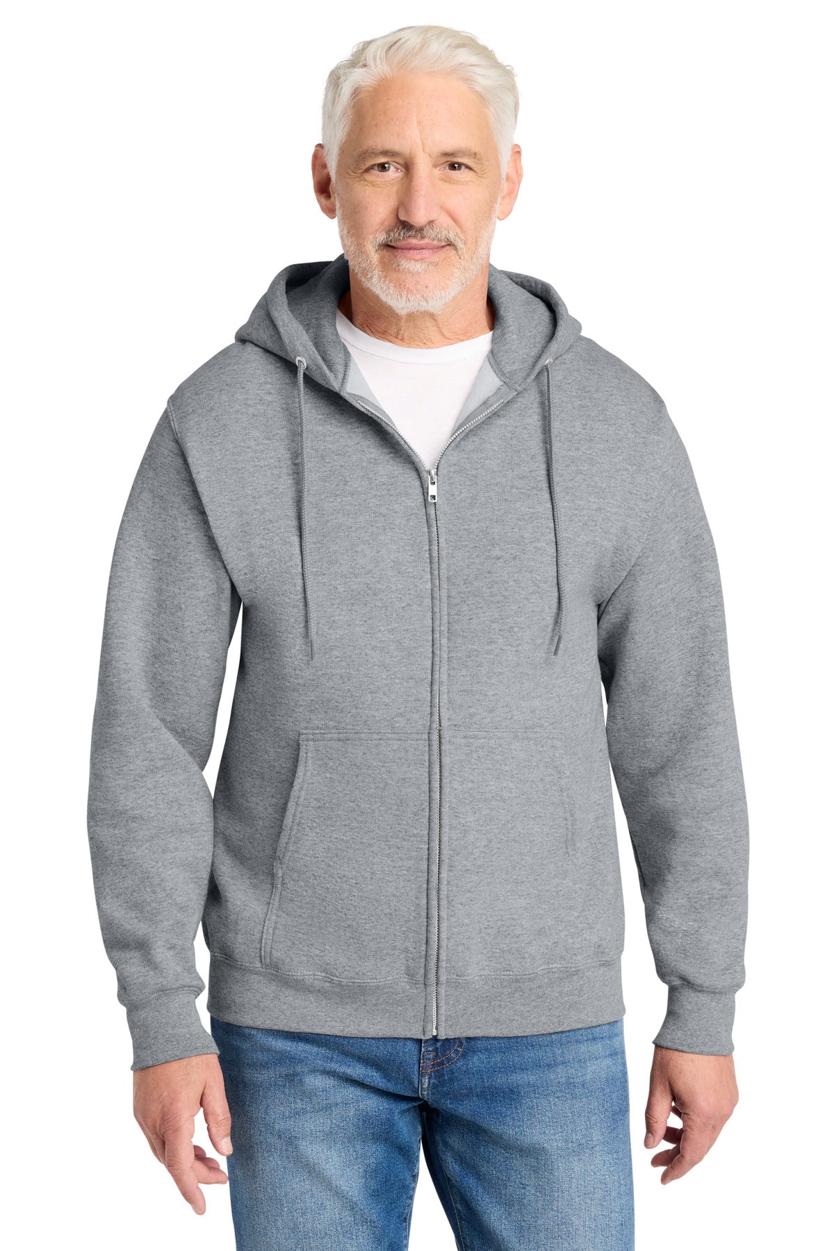 Port & Company Core Fleece Full-Zip Hooded Sweatshirt – Athletic Heather – front