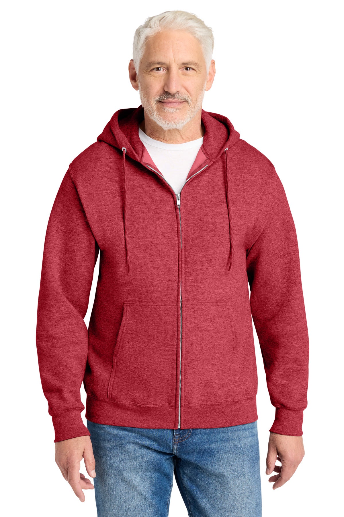 Port & Company Core Fleece Full-Zip Hooded Sweatshirt – Heather Red