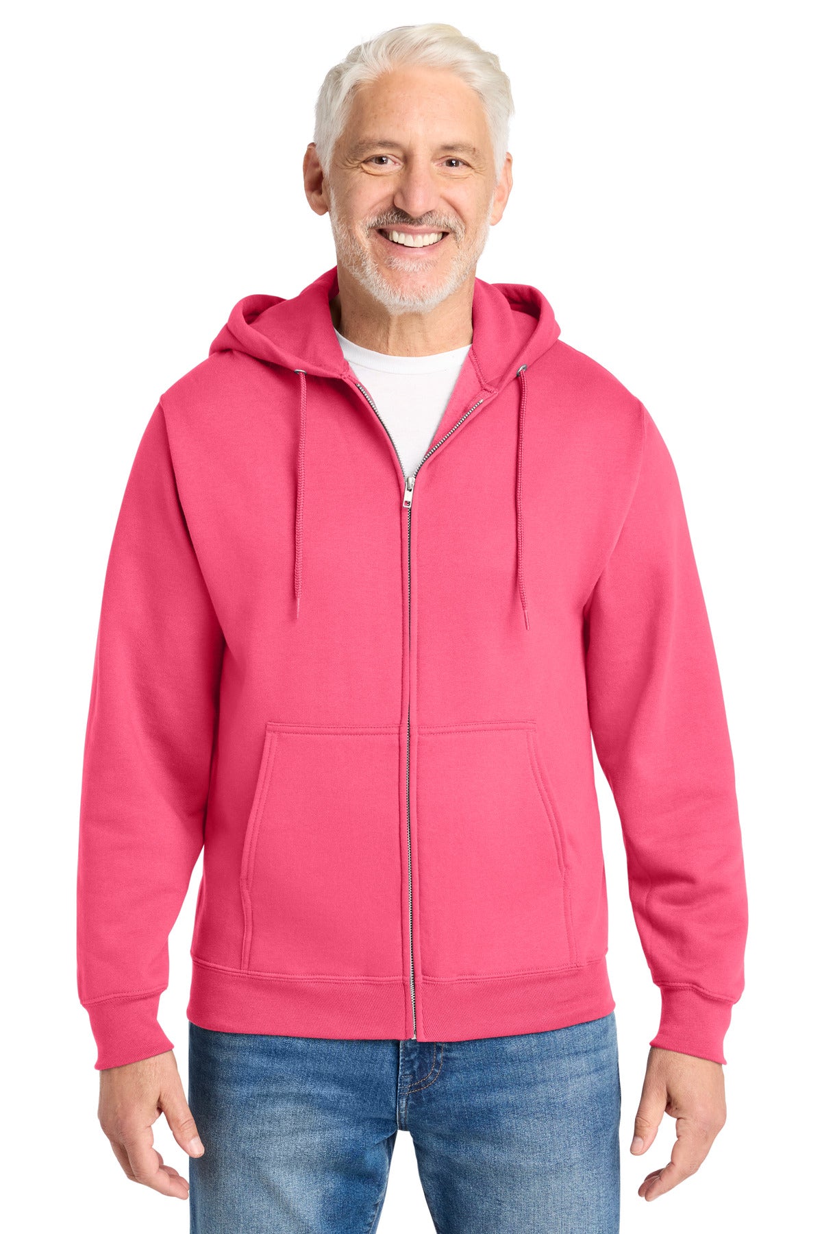 Port & Company Core Fleece Full-Zip Hooded Sweatshirt – Neon Pink