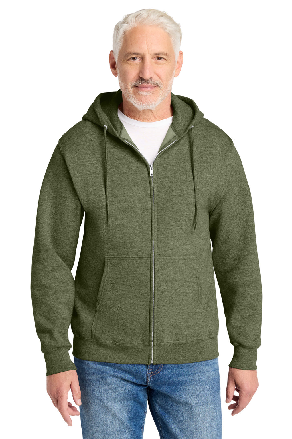 Port & Company Core Fleece Full-Zip Hooded Sweatshirt – Olive Drab Green Heather