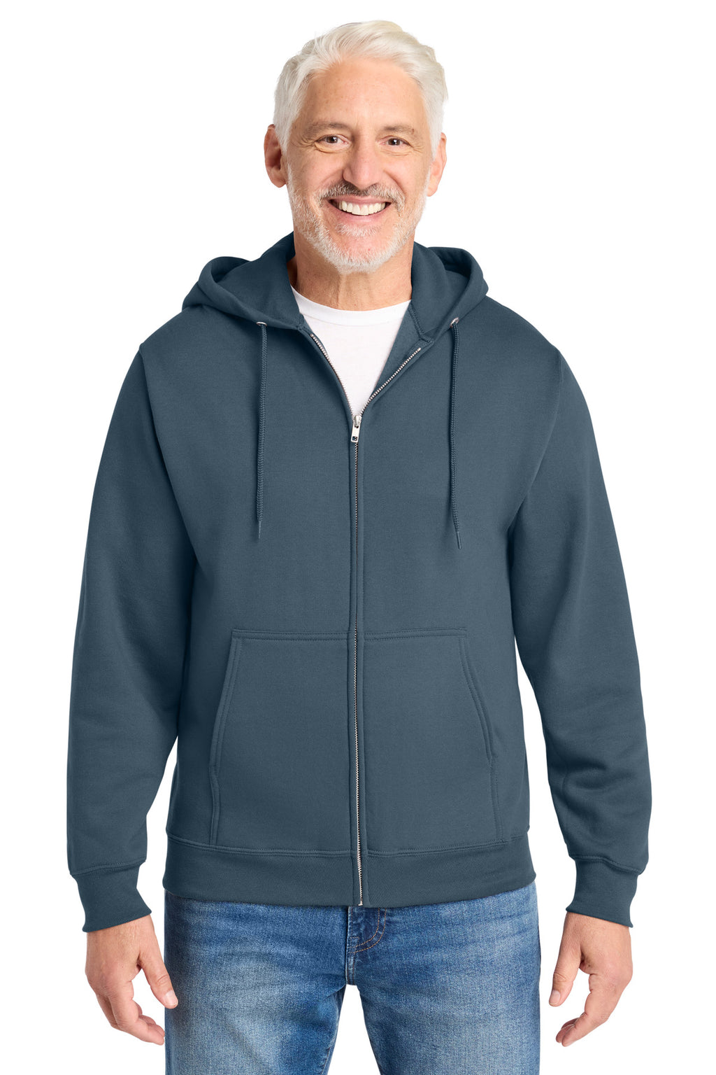 Port & Company Core Fleece Full-Zip Hooded Sweatshirt – Steel Blue
