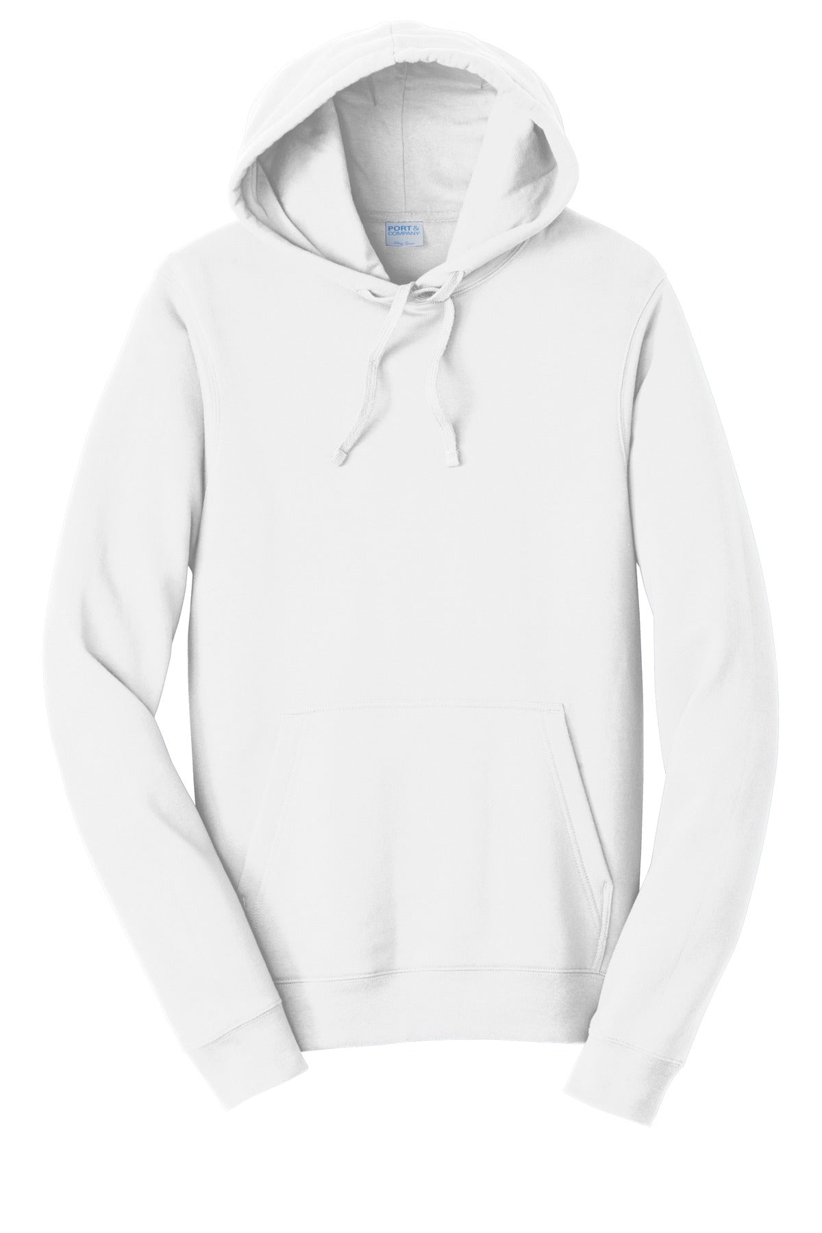 Port & Company Fan Favorite Fleece Pullover Hooded Sweatshirt – White – flat front