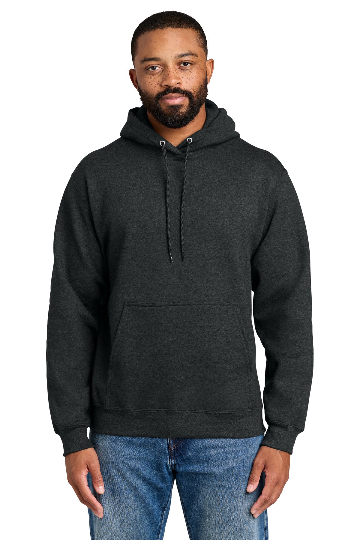 Port & Company Essential Fleece Pullover Hooded Sweatshirt – Black Heather