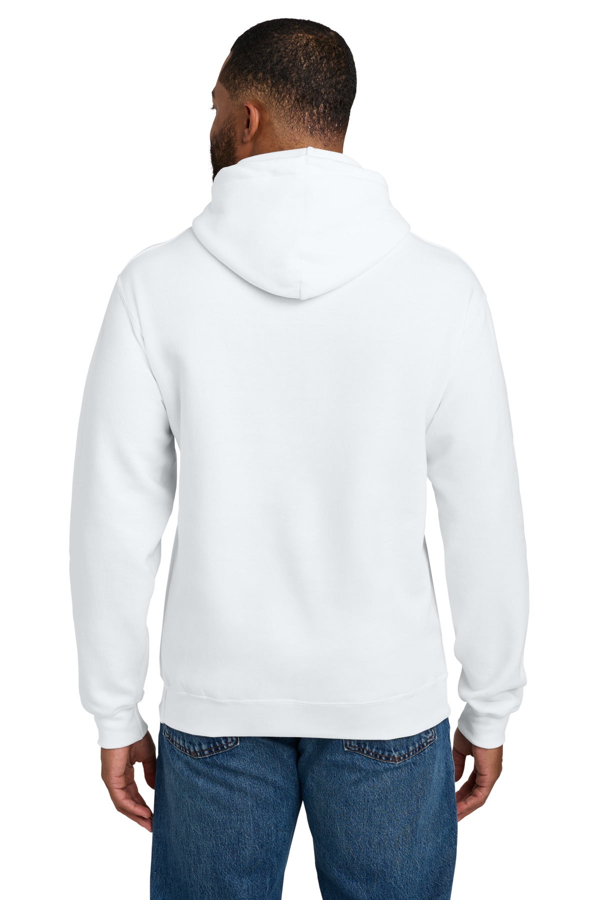 Port & Company Essential Fleece Pullover Hooded Sweatshirt – White – back