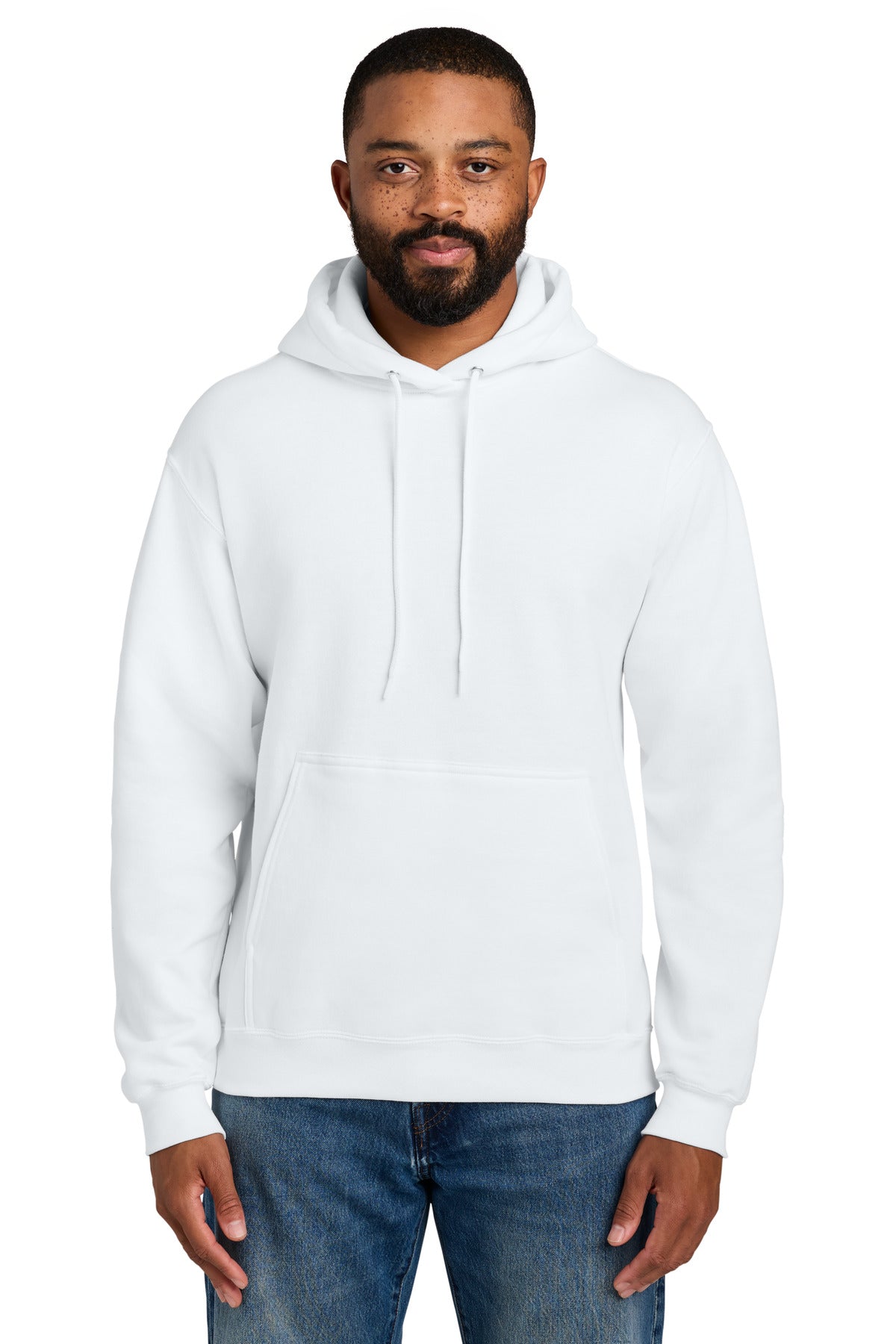 Port & Company Essential Fleece Pullover Hooded Sweatshirt – White – front