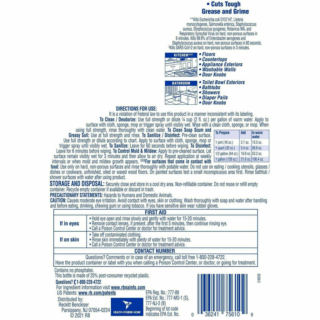 Lysol Clean/Fresh Lemon Cleaner 4/CS