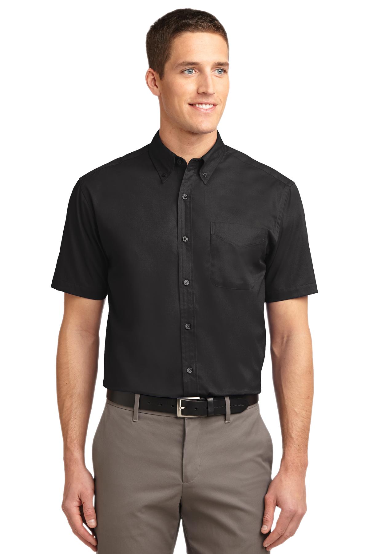 Port Authority Short Sleeve Easy Care Shirt – Black/Light Stone – front