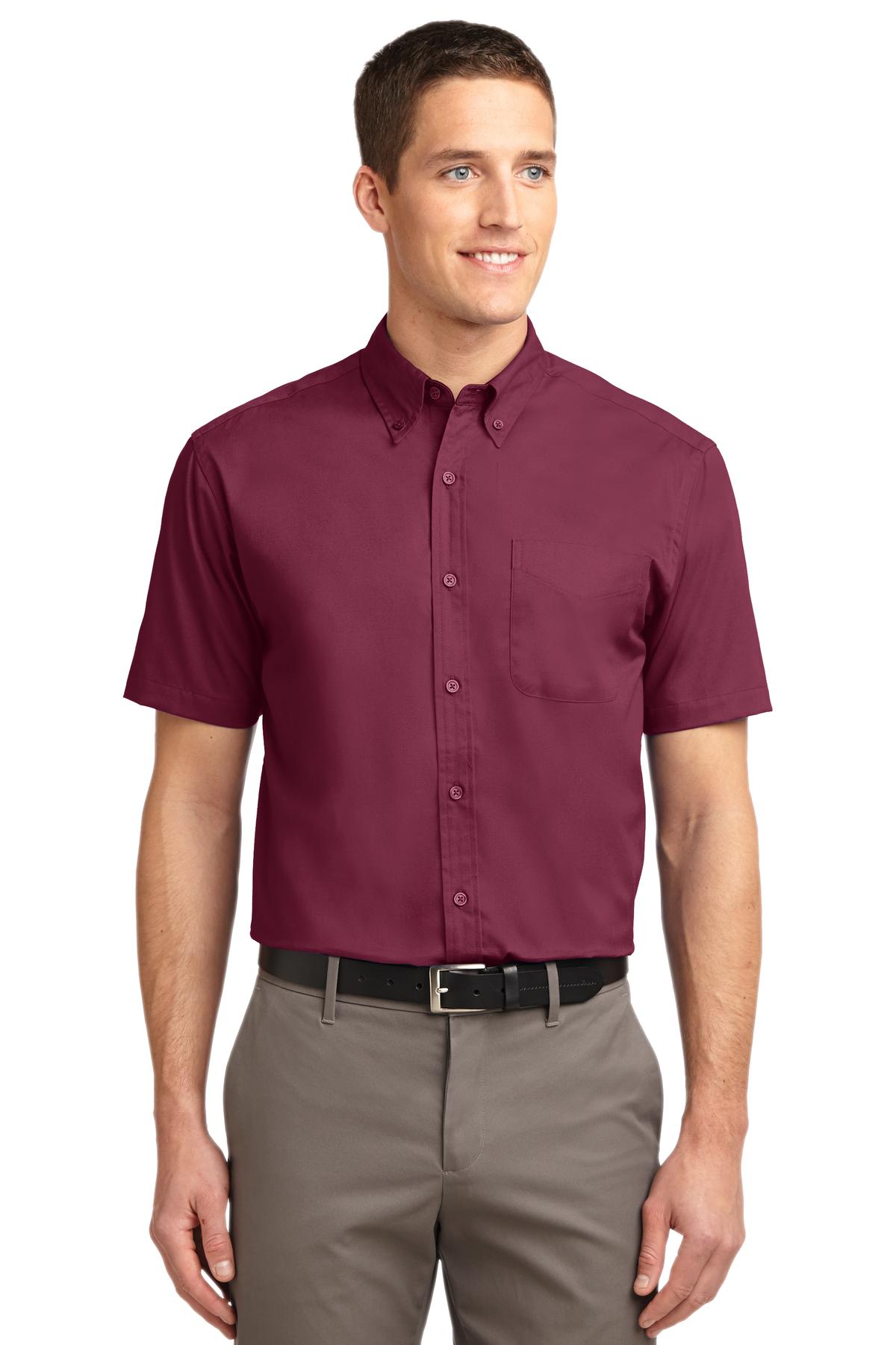 Port Authority Short Sleeve Easy Care Shirt – Burgundy/Light Stone