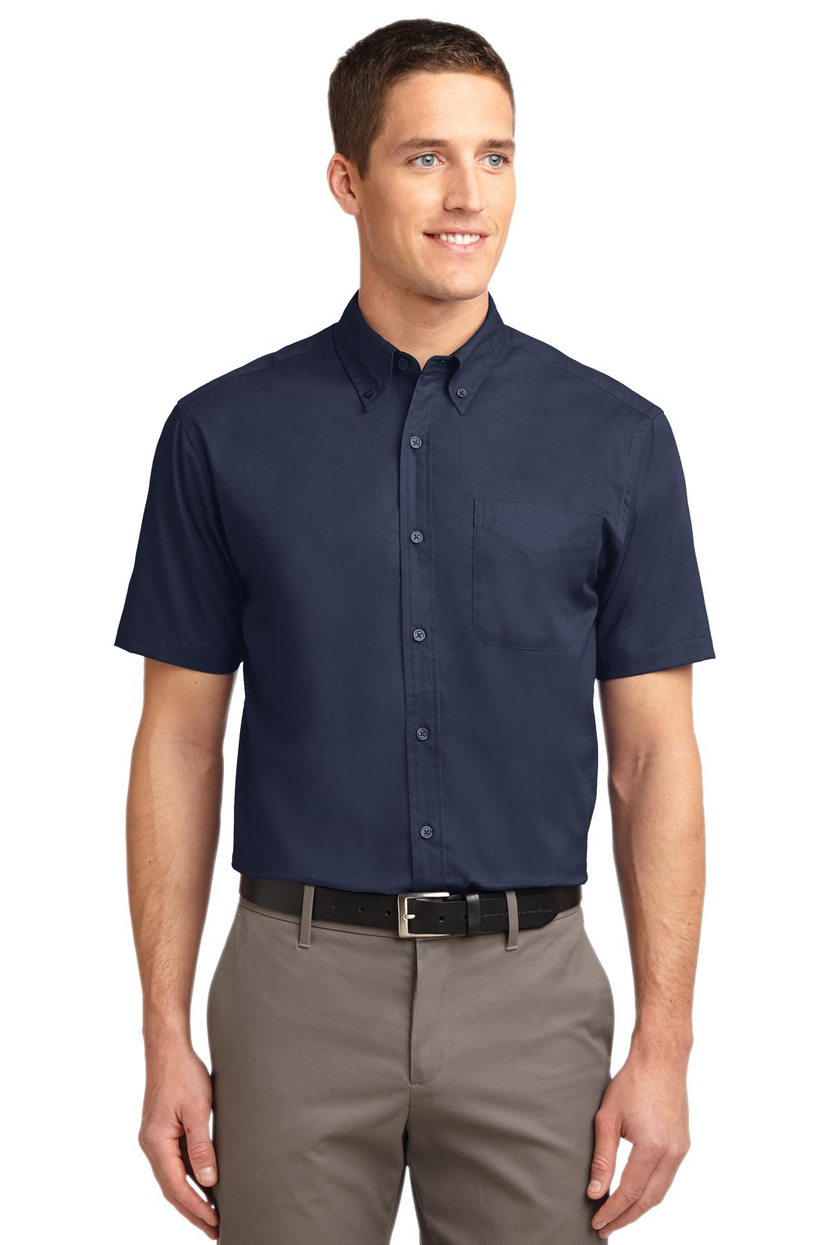 Port Authority Short Sleeve Easy Care Shirt – Navy/Light Stone