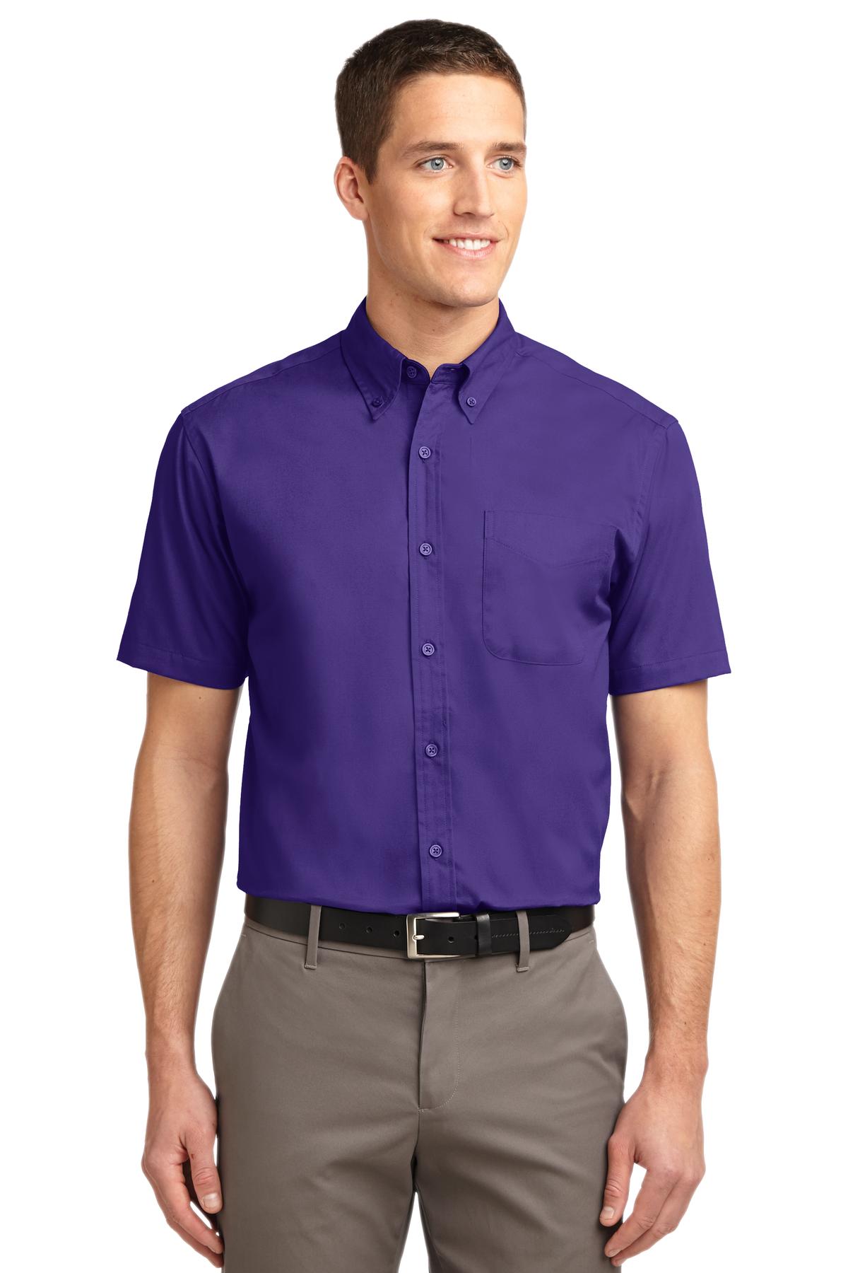 Port Authority Short Sleeve Easy Care Shirt – Purple/Light Stone