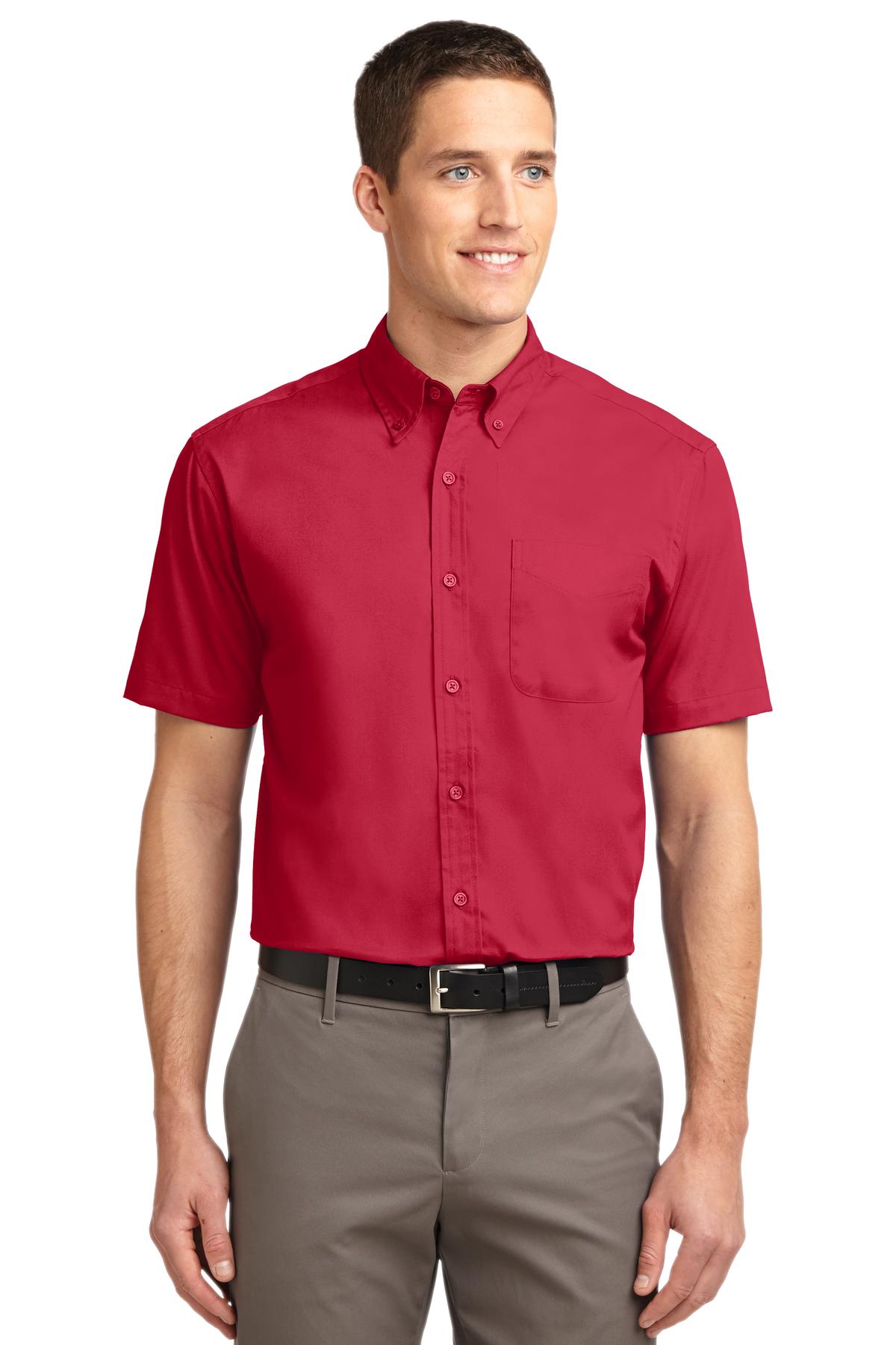 Port Authority Short Sleeve Easy Care Shirt – Red/Light Stone