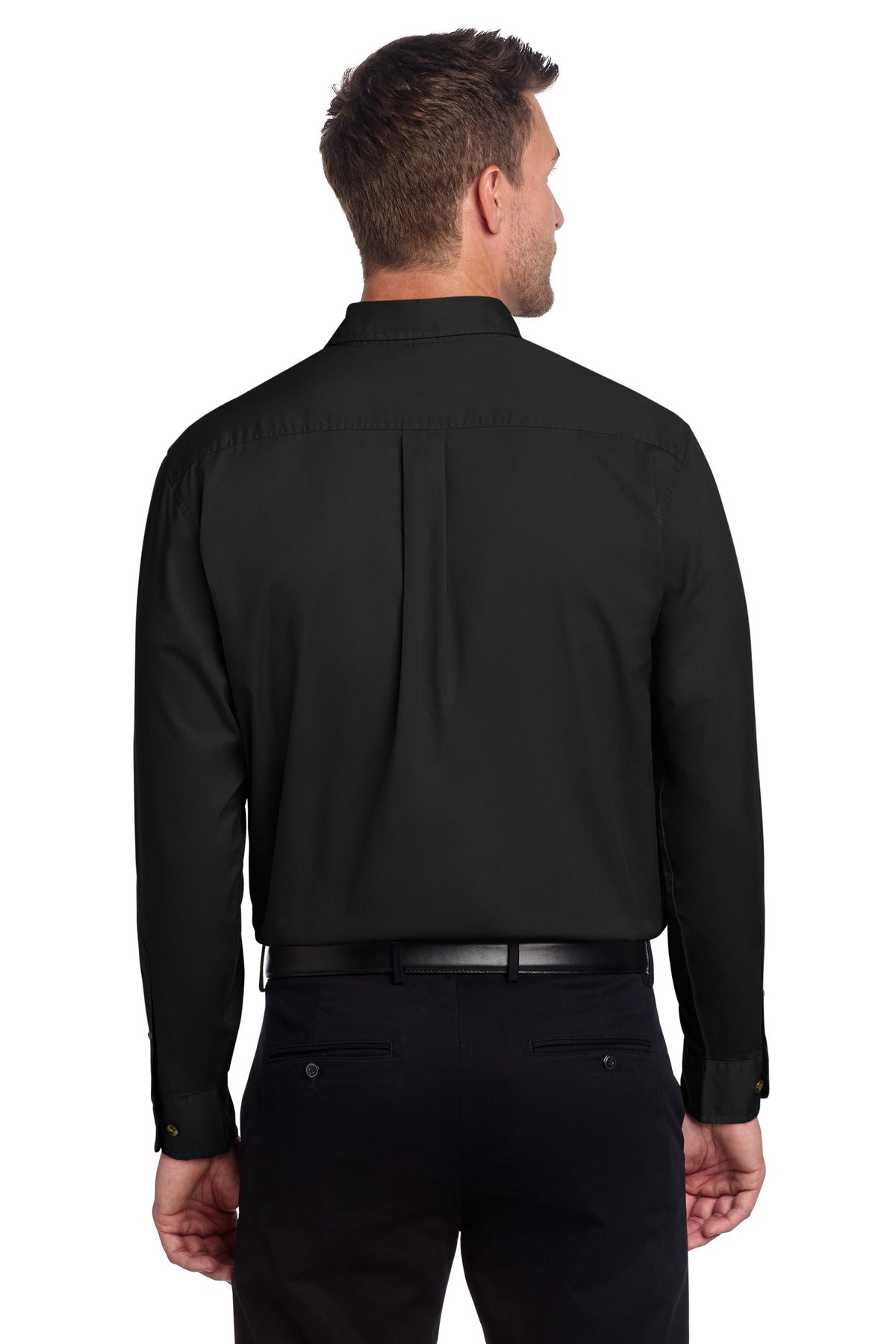 Port Authority Long Sleeve Twill Shirt – Black – back
