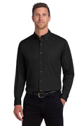 Port Authority Long Sleeve Twill Shirt – Black – front