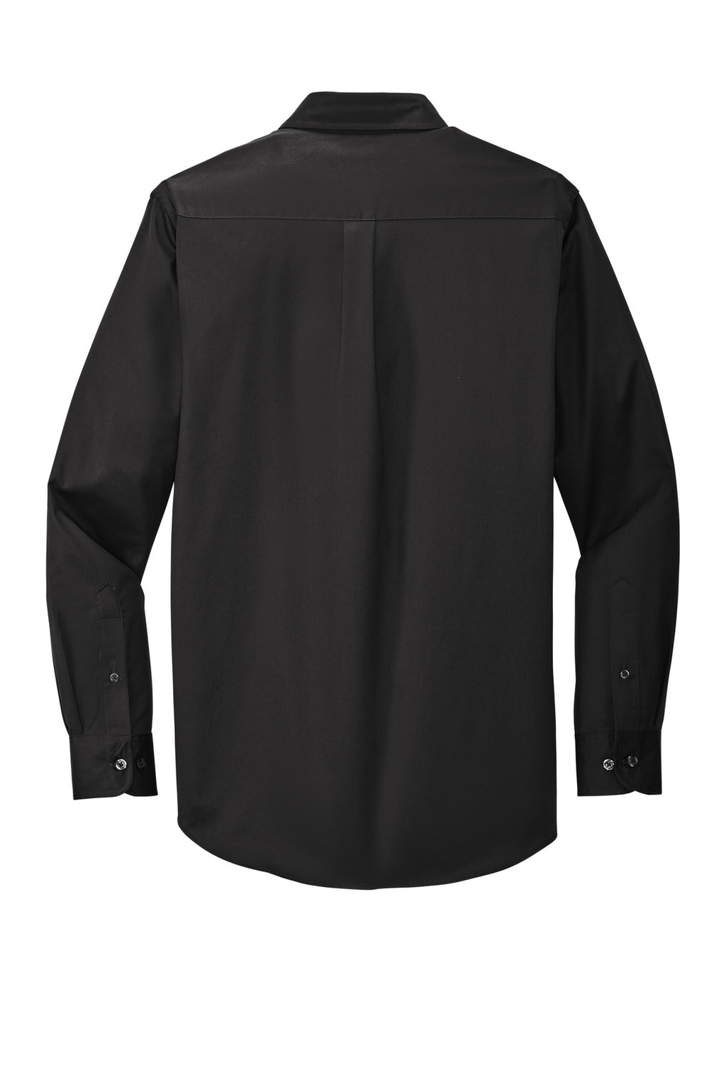 Port Authority Long Sleeve Easy Care Shirt – Black/Light Stone – flat back