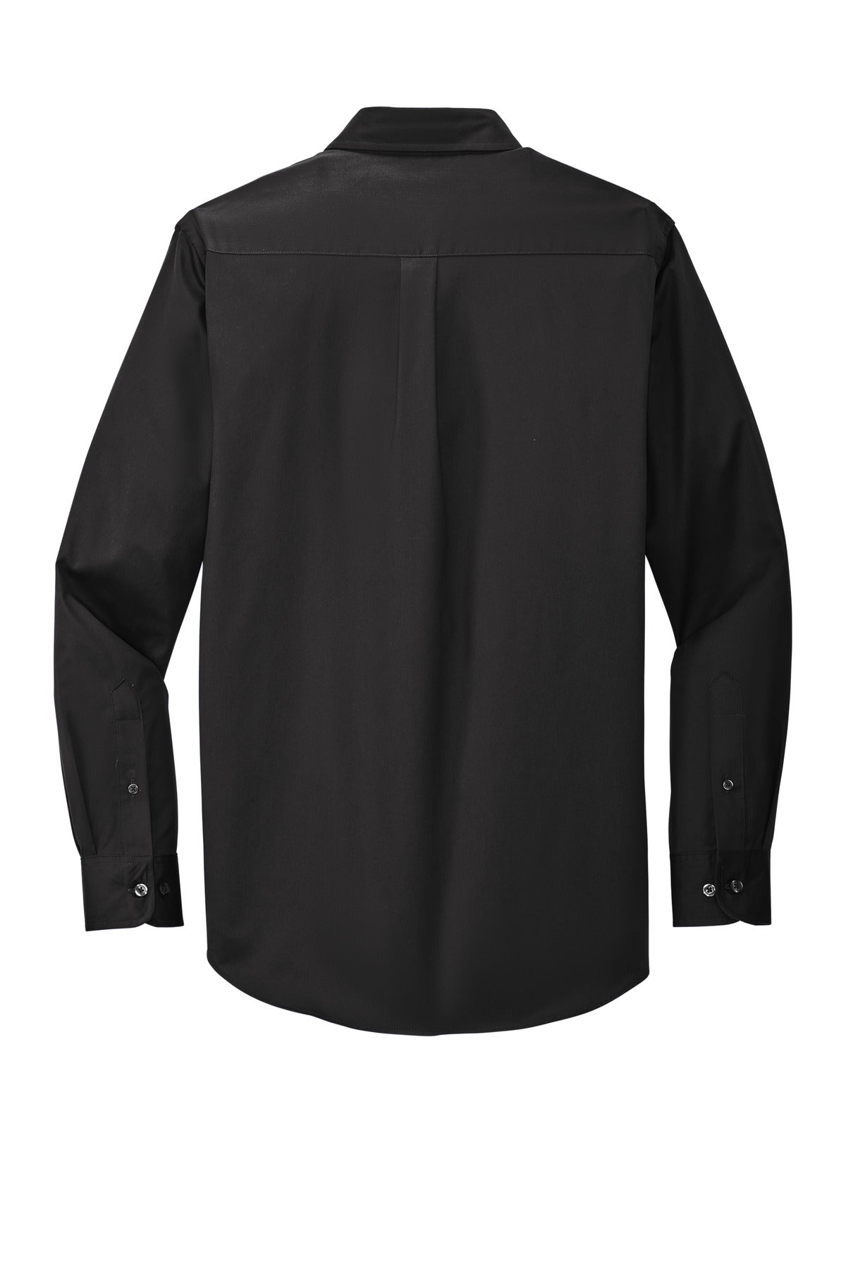 Port Authority Long Sleeve Easy Care Shirt – Black/Light Stone – flat back