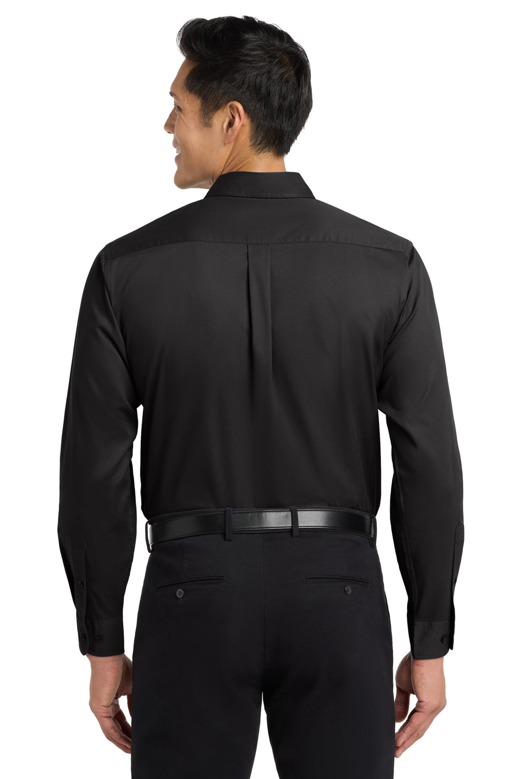 Port Authority Long Sleeve Easy Care Shirt – Black/Light Stone – back