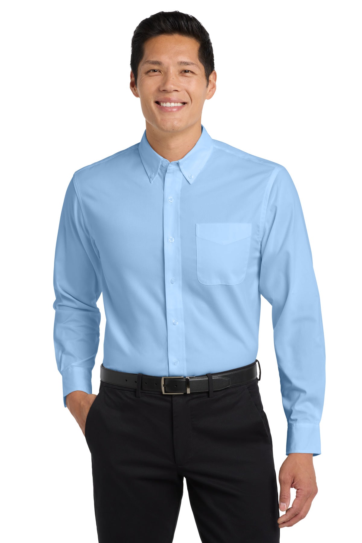 Port Authority Long Sleeve Easy Care Shirt – Light Blue/Light Stone