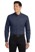 Port Authority Long Sleeve Easy Care Shirt – Navy/Light Stone