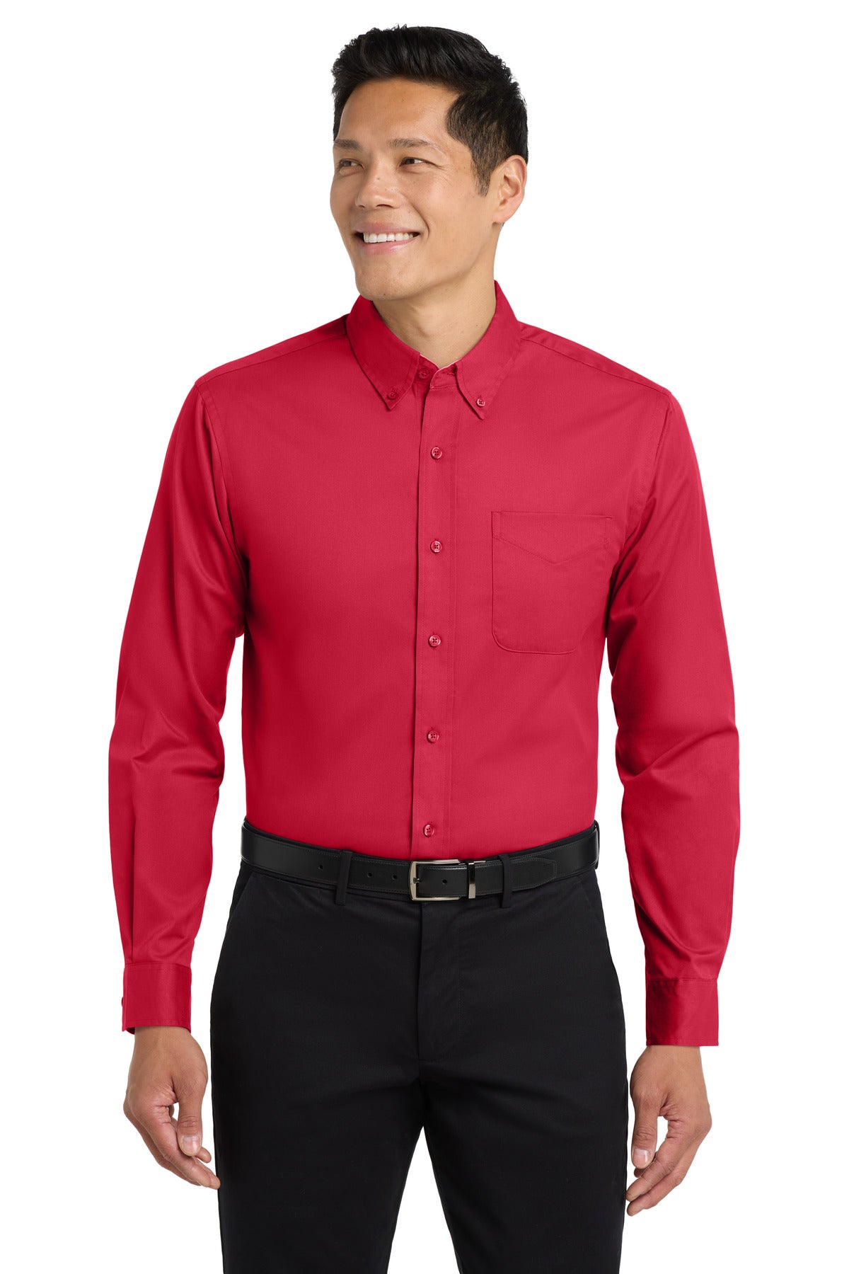 Port Authority Long Sleeve Easy Care Shirt – Red/Light Stone