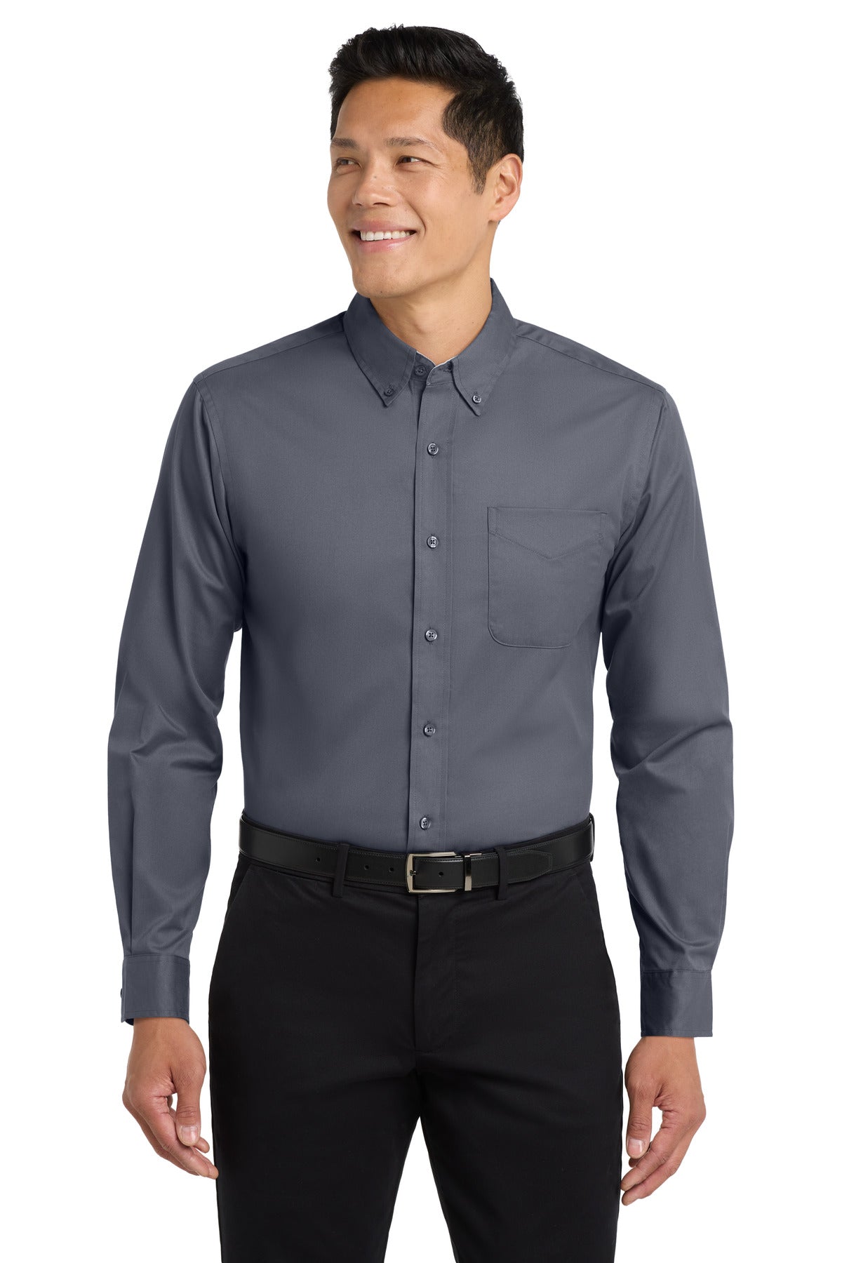 Port Authority Long Sleeve Easy Care Shirt – Steel Grey/Light Stone