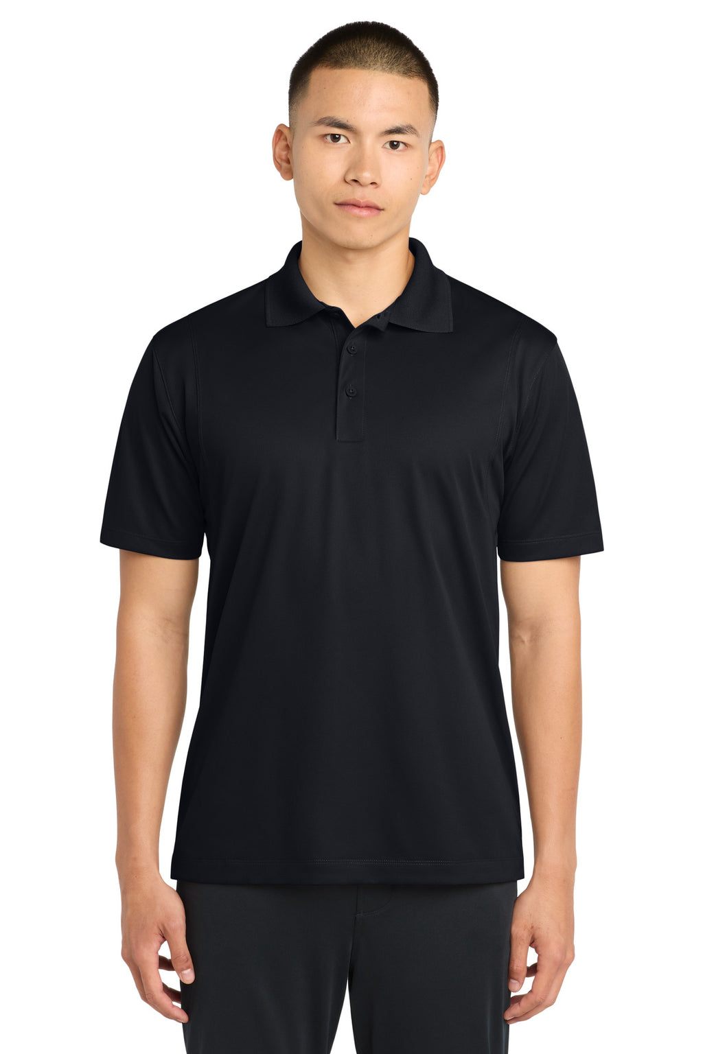 Sport-Tek Micropique Sport-Wick Polo – Black – front