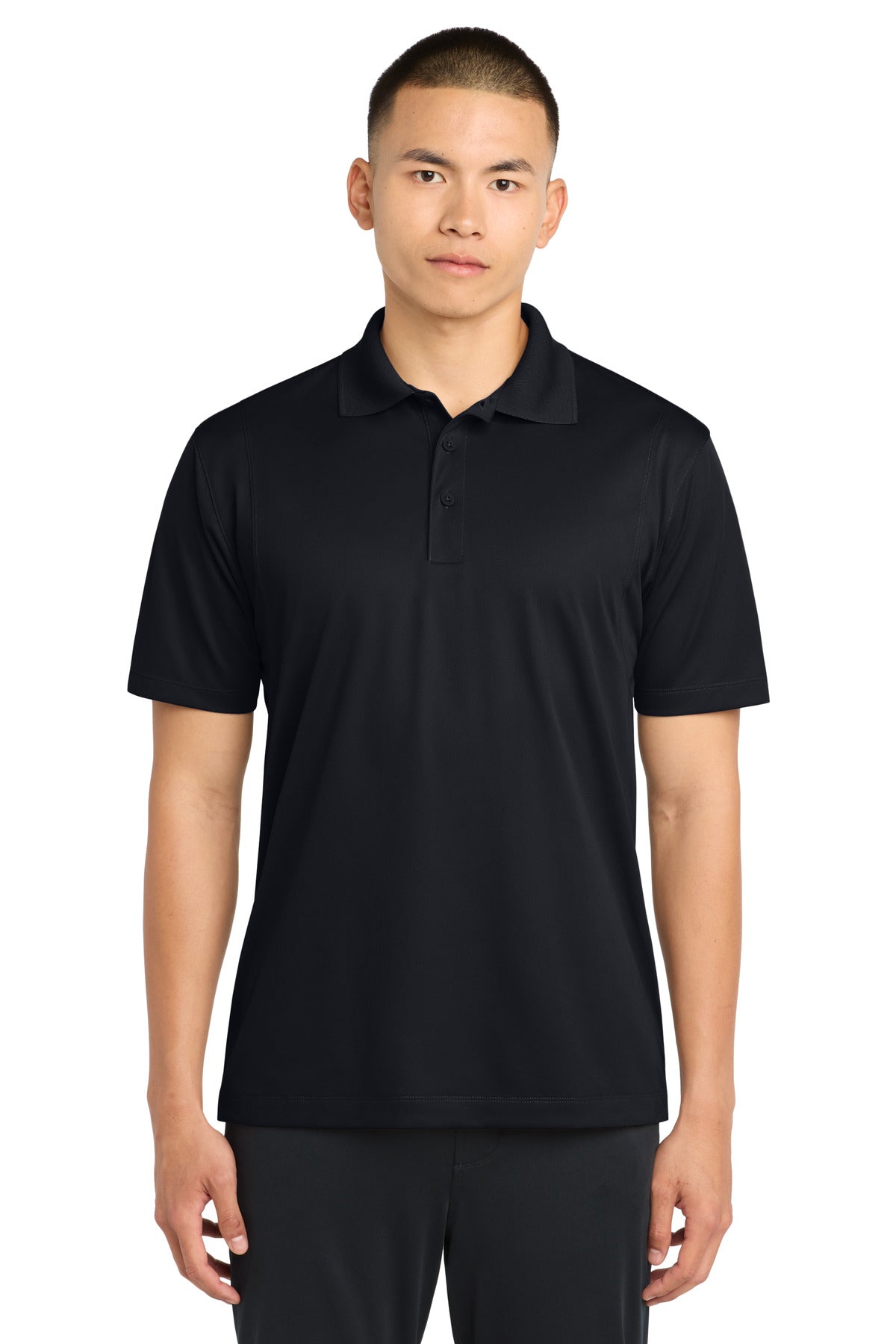 Sport-Tek Micropique Sport-Wick Polo – Black – front